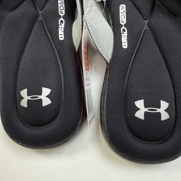 NWT Under Armour Womens Marbella III Thong Sandals Flip Flops Sz 9 Black Silver - Picture 4 of 7